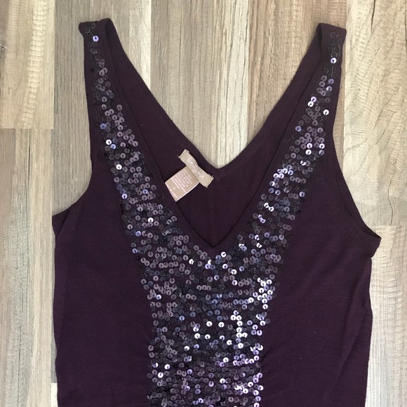 Plum sequined sweater blouse. Size small. - Picture 2 of 5